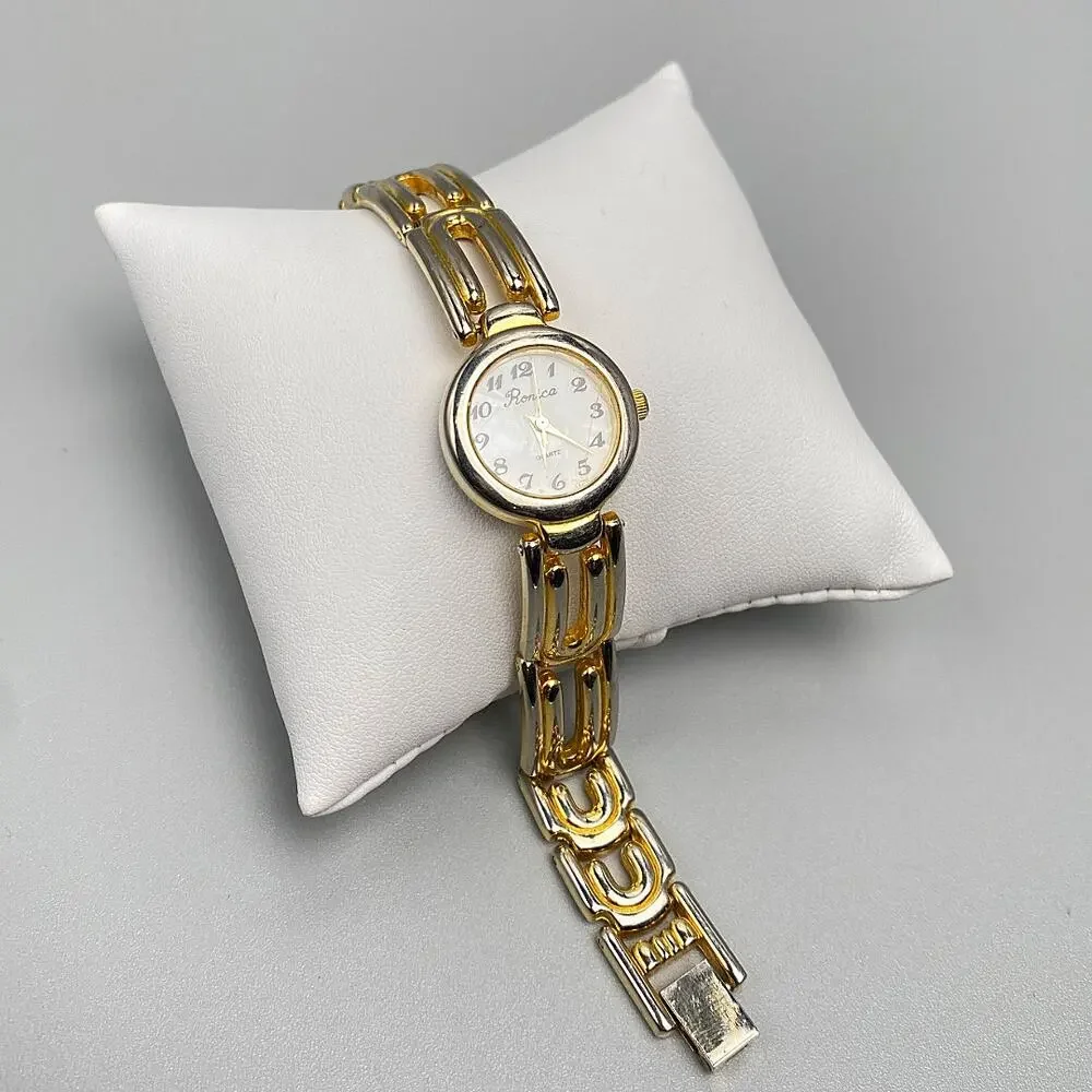 Vintage Ronica Gold Tone Bracelet Watch 6.5”